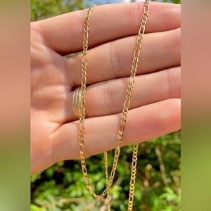 Baby Kids Boys Girls Womens Mens Figaro Chain Necklace in 14K Gold Filled 2.5mm